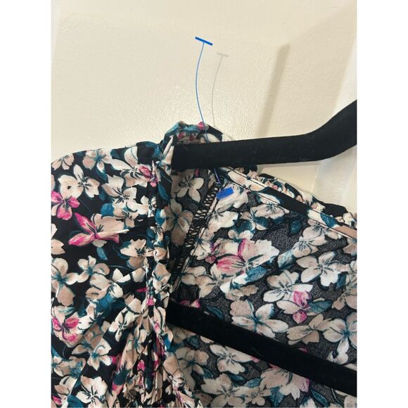 Terra & Sky Dress Multicolor Floral Smocked Midi Side Slits, Sz XL - Picture 9 of 10